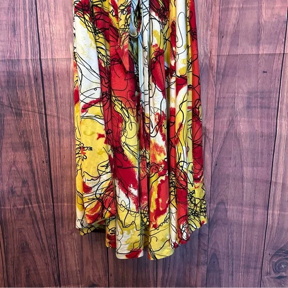 Saks Fifth Avenue Red and Yellow Puff Sleeve Midi Sundress - Picture 6 of 7